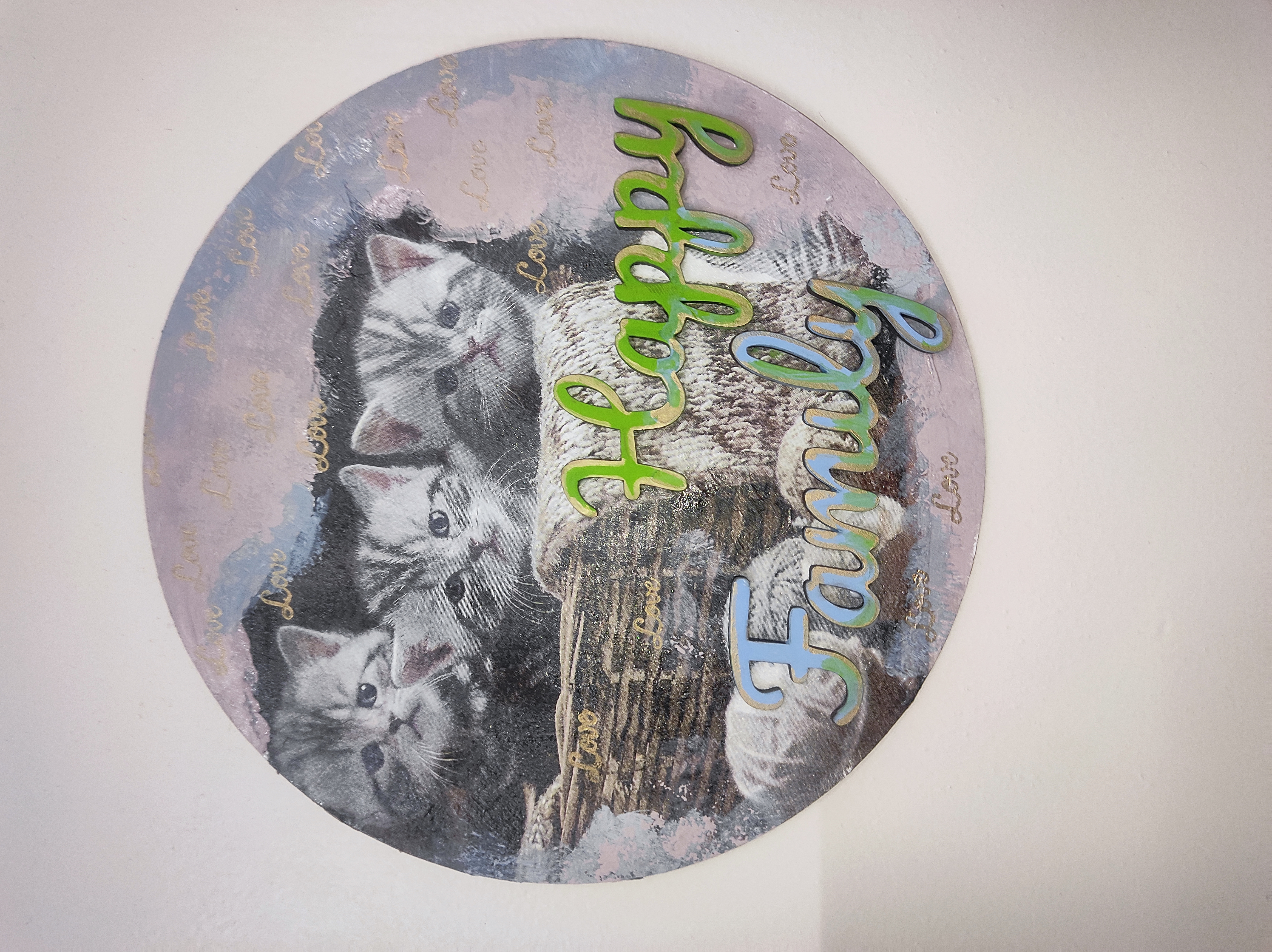 Decoupage kittens mdf board gift