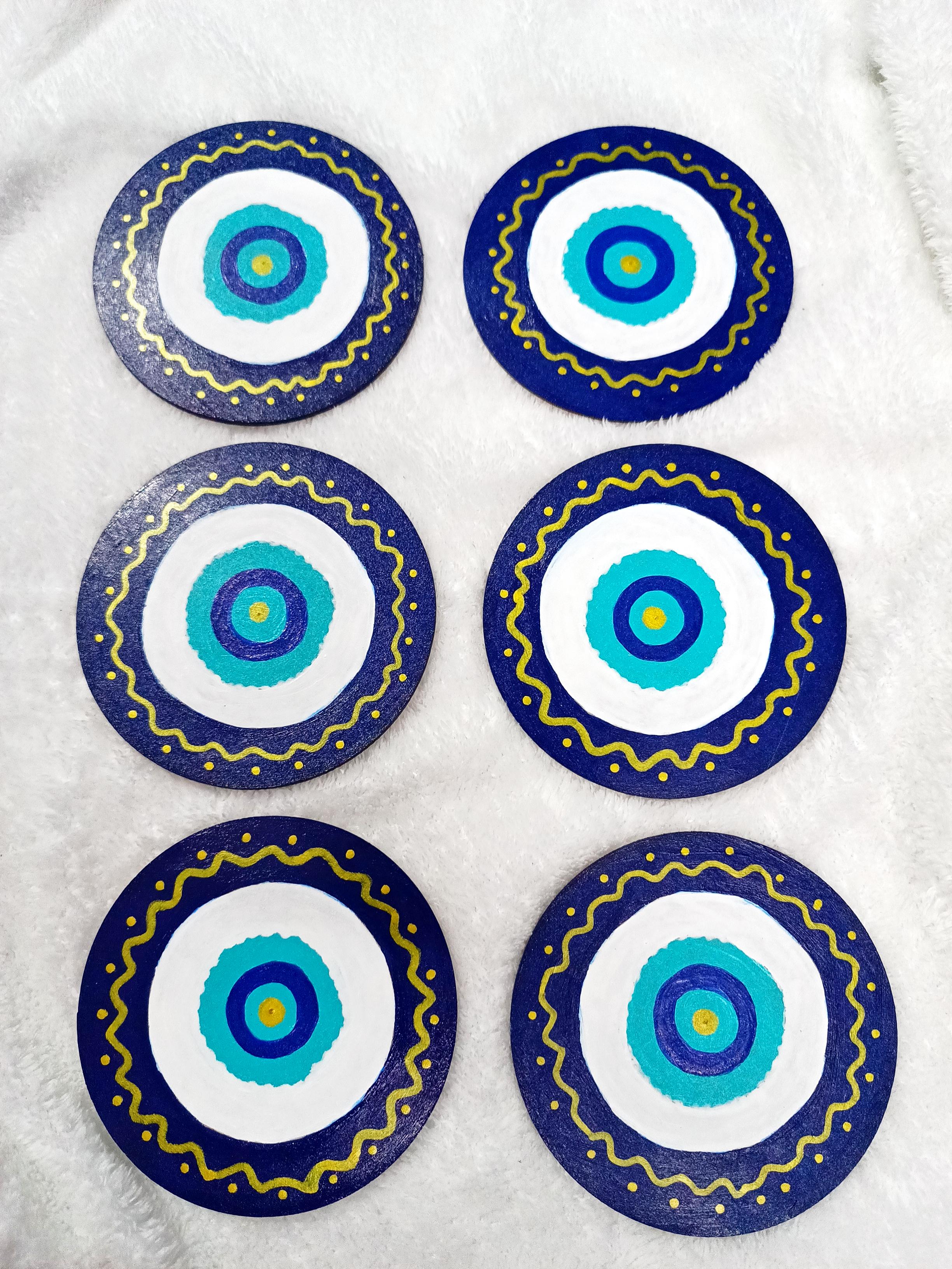 Evil Eye Coasters Set of 6 pieces