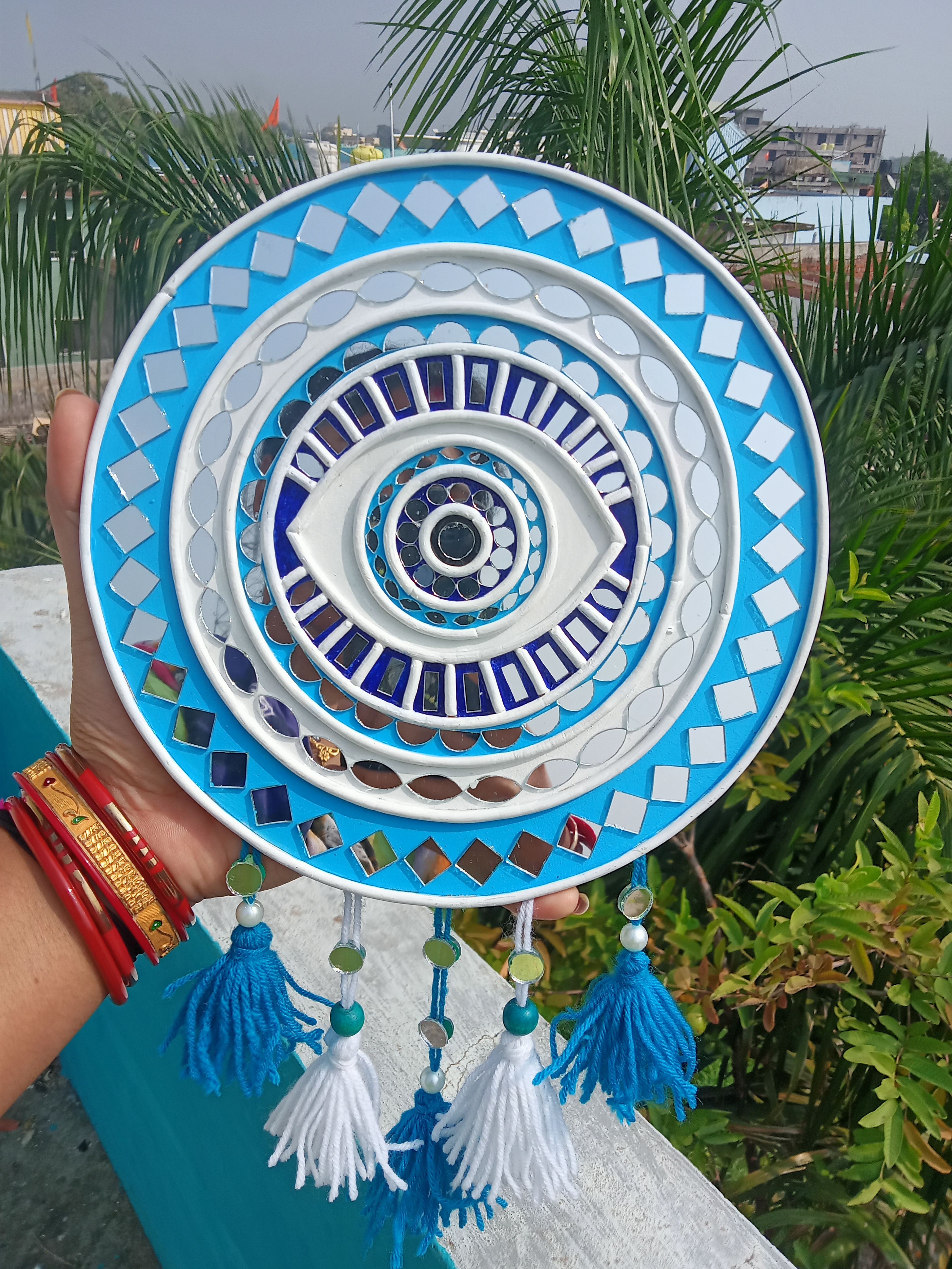 Evil eye Lippanart wall hanging