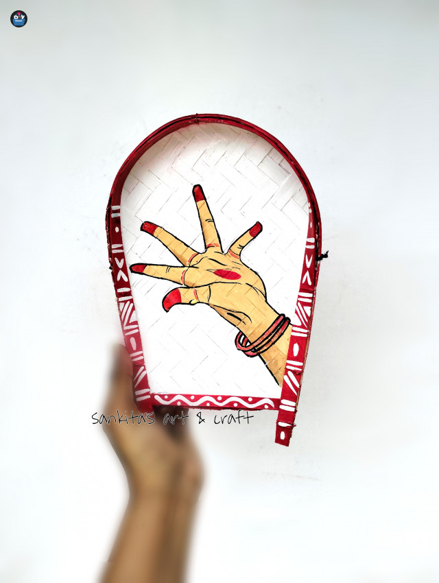 Hand mudra theme mini kulo painting, wall hanging