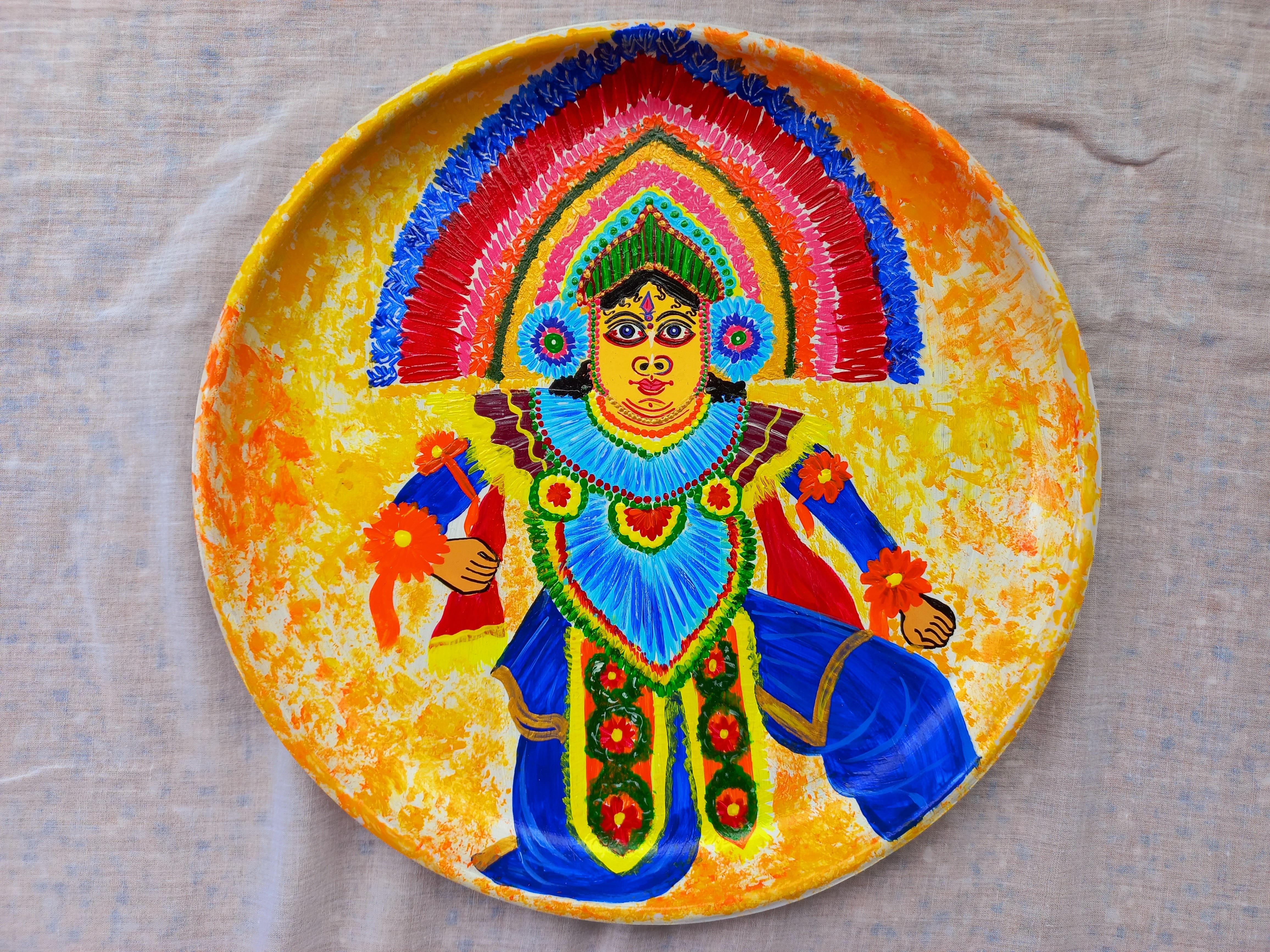 Hand Painted Bengal Art Wall Plates, KolkataTram Taxi, Chou, Darjeeling ...