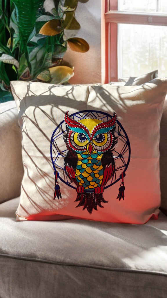 Hand-painted Cushion cover  ( Set of 2) | 16X16 In (40X40 Cm)
