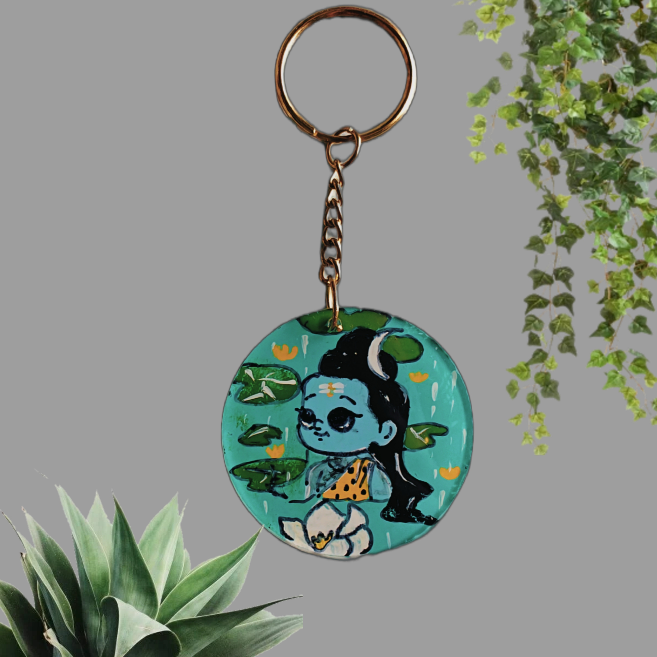 Hand-painted cute Acrylic glass keychain