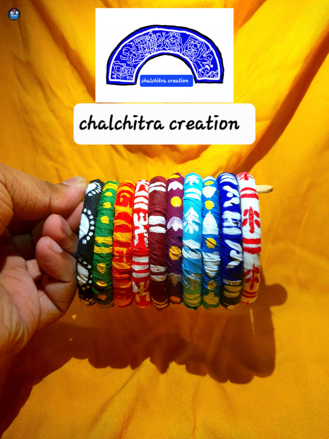 Hand painted fabric bangle set of 10