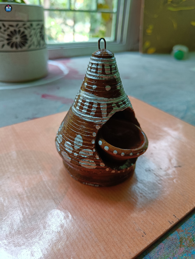 Hand painted terracotta diya