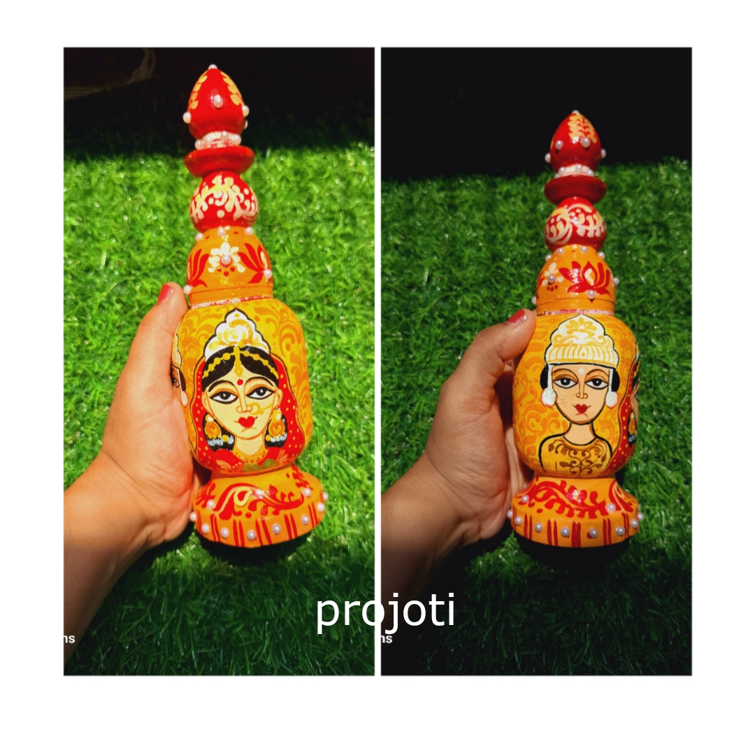 Hand Painted yellow colour bor bou Gachkouto design