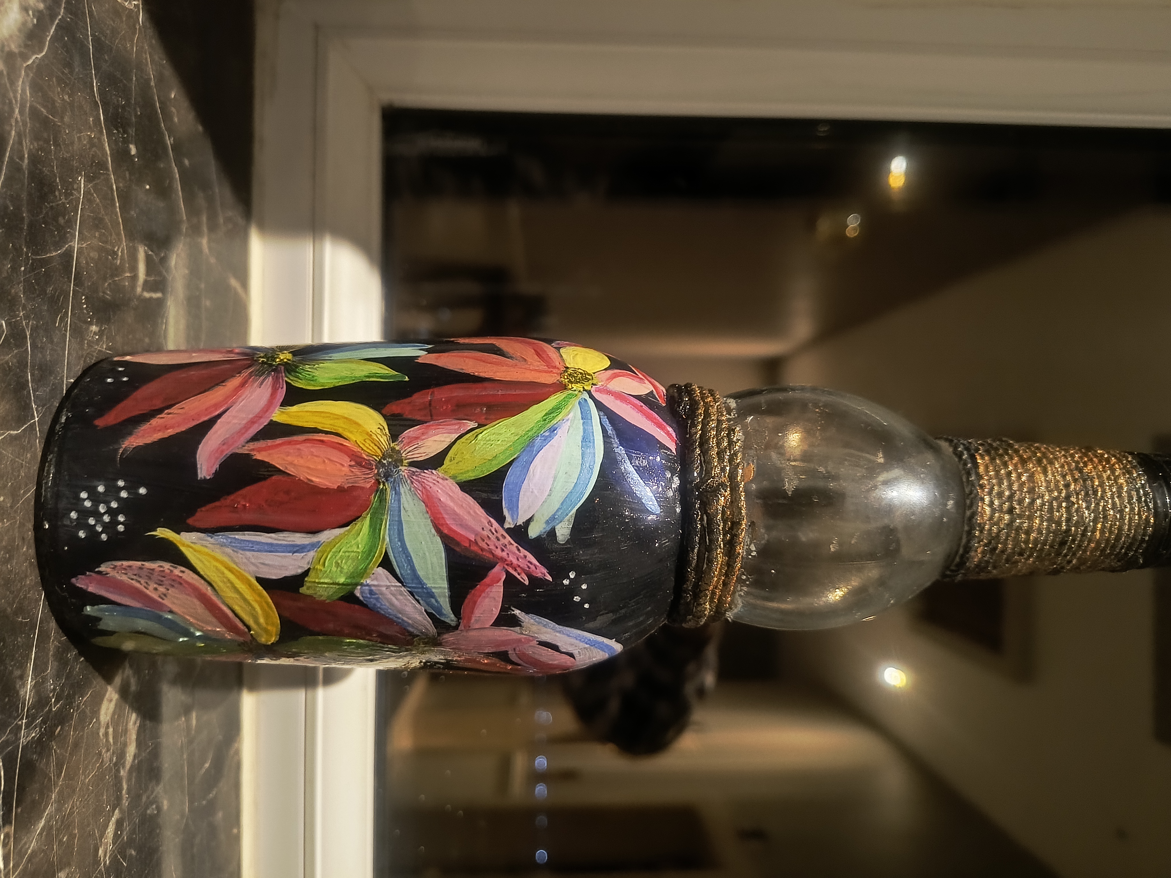 Handcrafted Floral Design Bottle Art