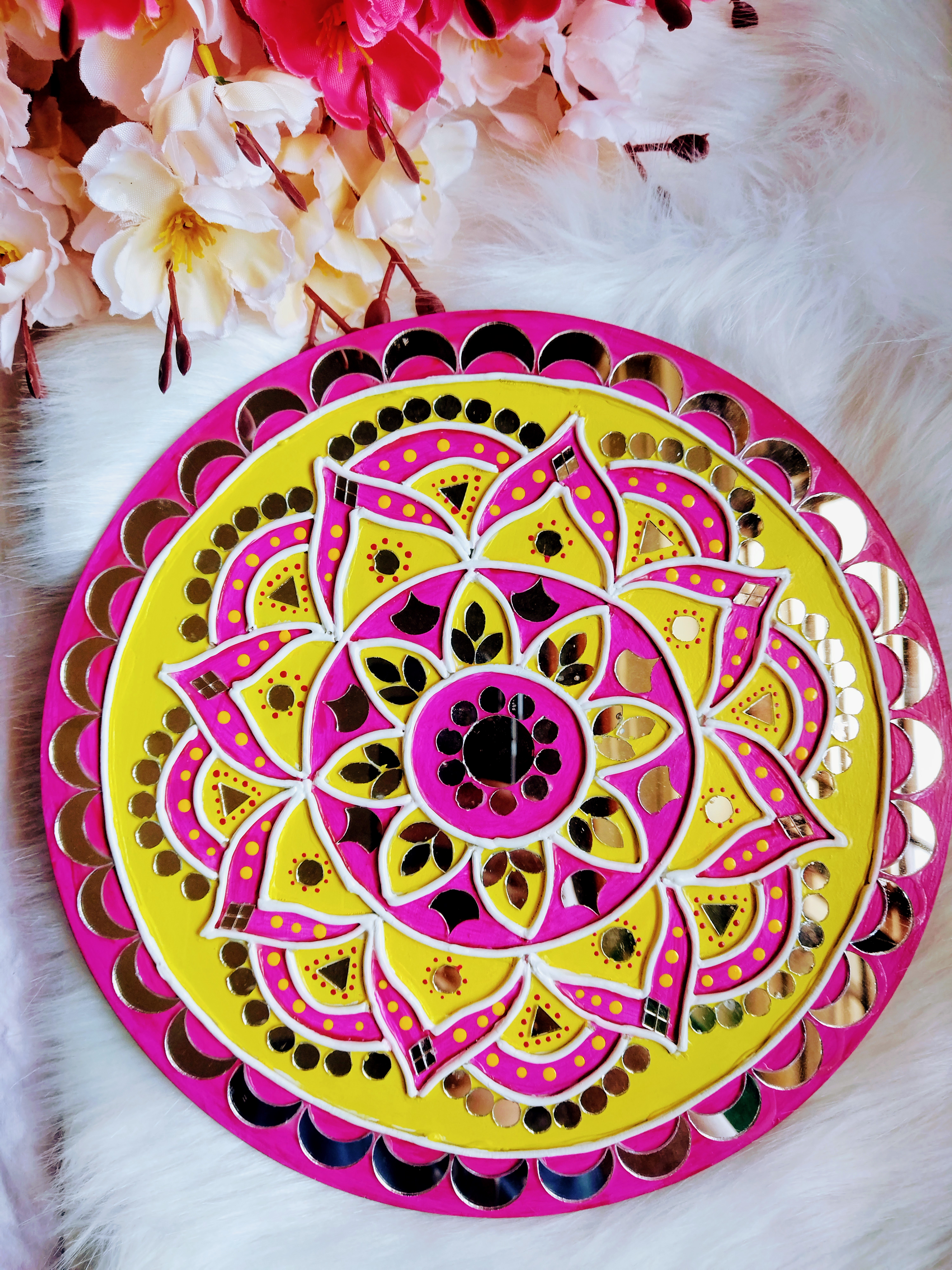 Handcrafted Lippan Art Wall Hanging : Deep Purple +yellow