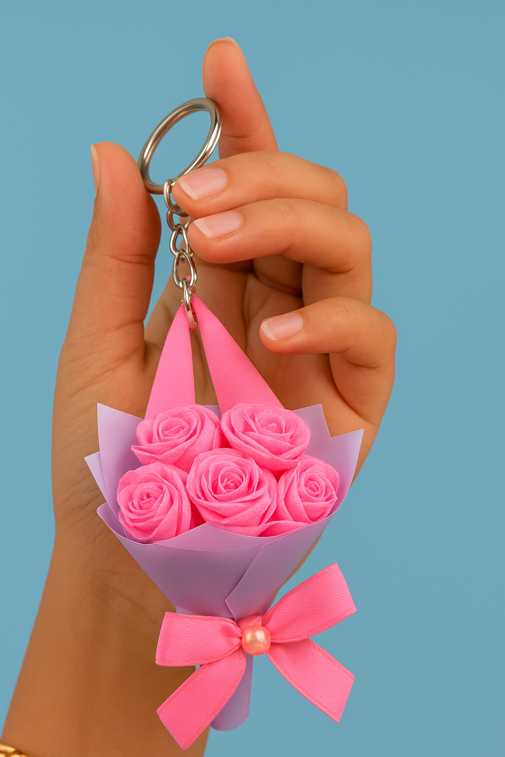 Handmade Mini Rose bouquet keychain - cute gifts
