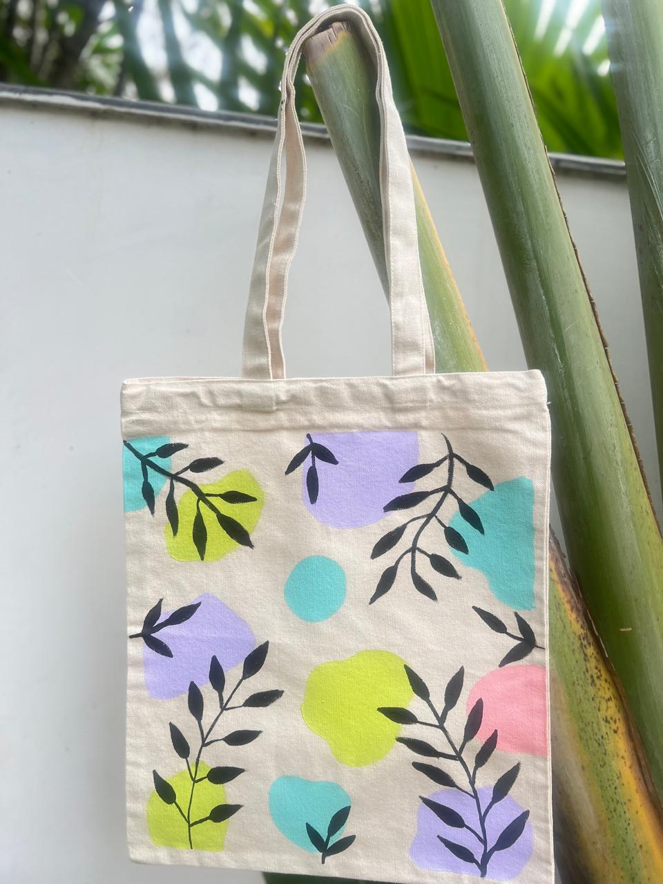 "Boho Bliss"- Handpainted Canvas Tote Bag