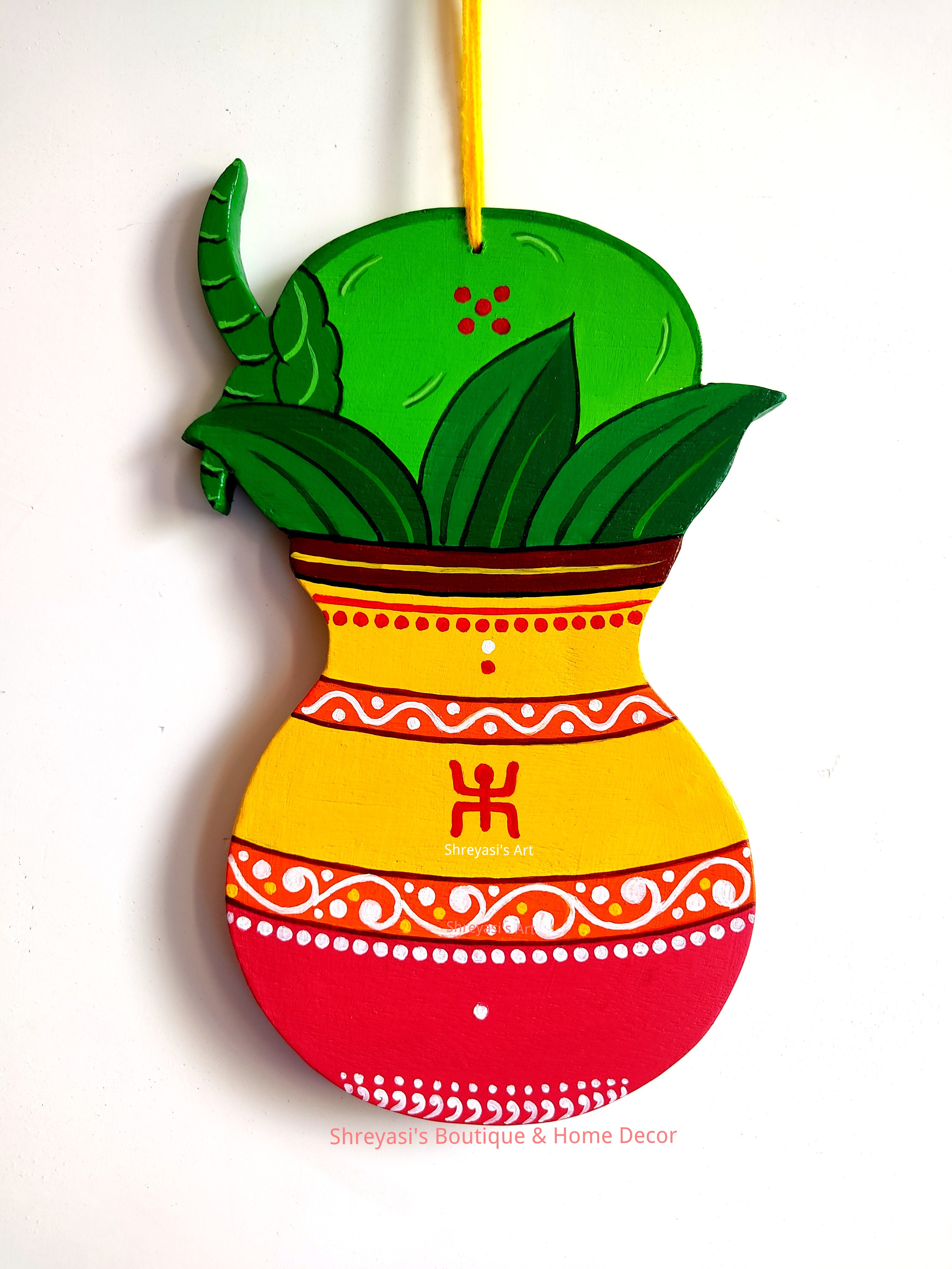 Handpainted Wooden Mongol Ghot Wallhanging
