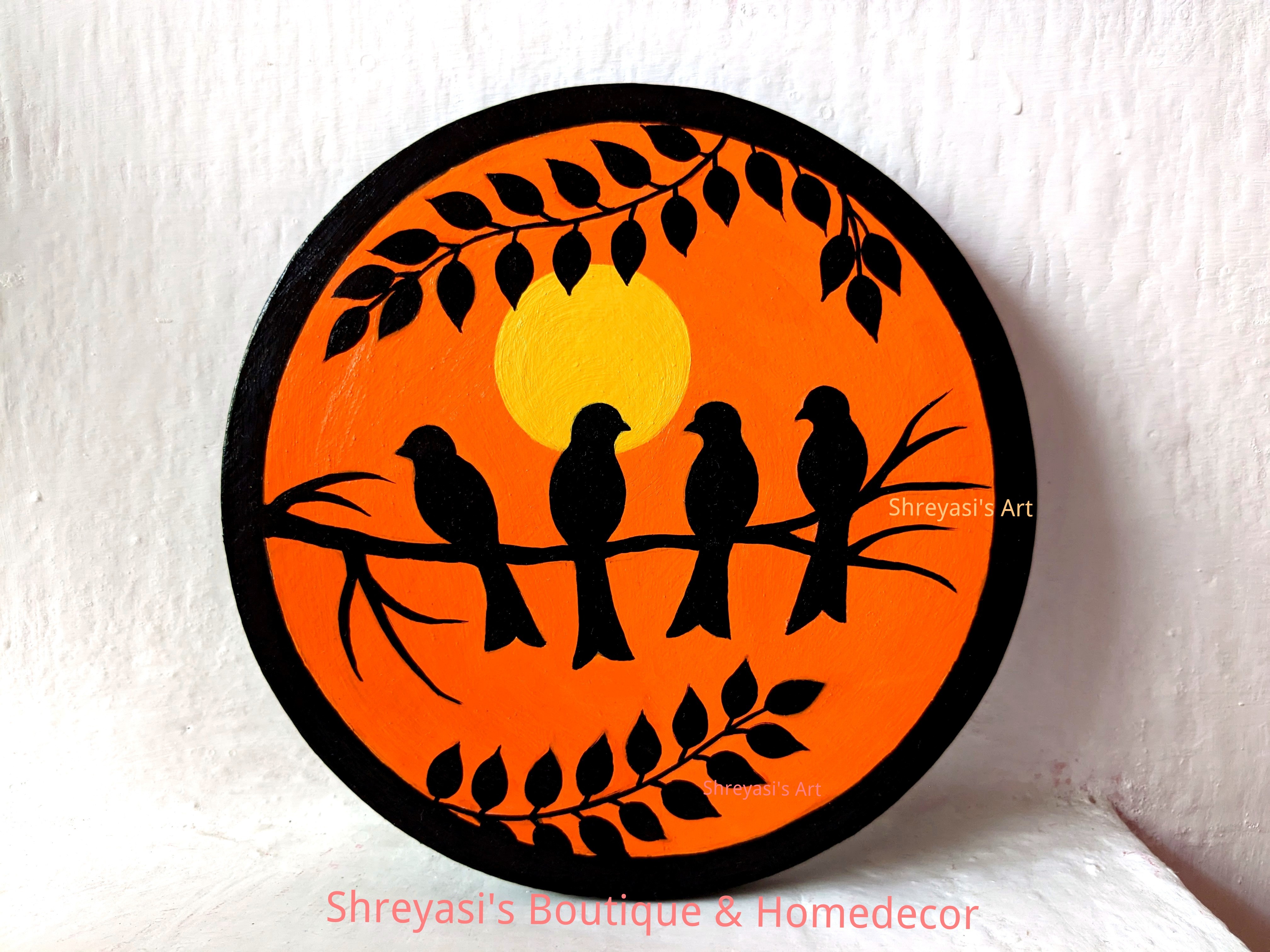 Handpainted Wooden round Wallhanging
