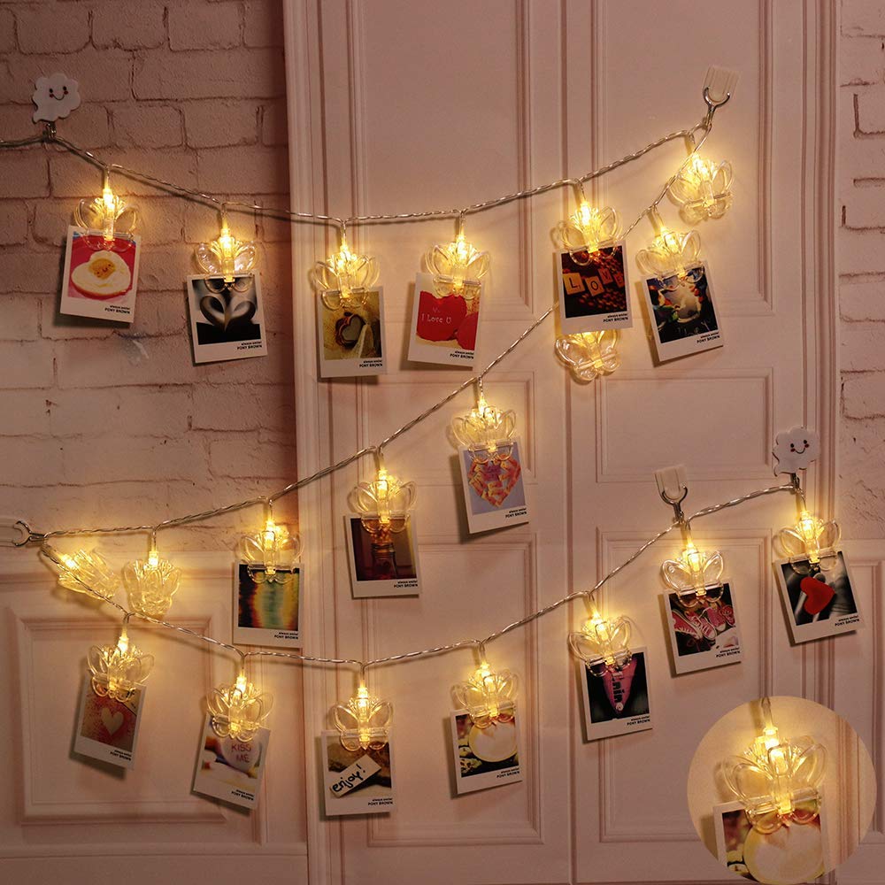Heart Shape Photo Clip Lights 16 LED, 3 Meter Length (Warm White,Corded electric,Plastic)