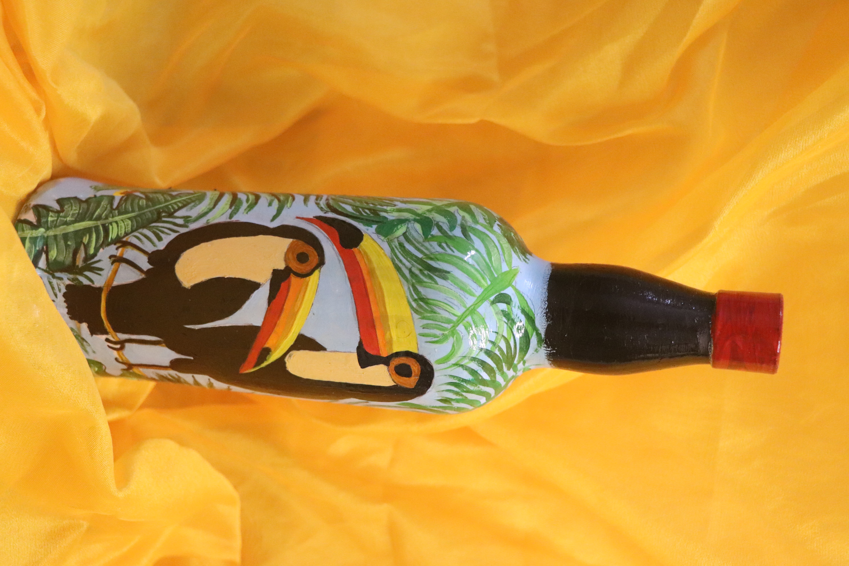 Jungle Toucan Paradise Bottle Art