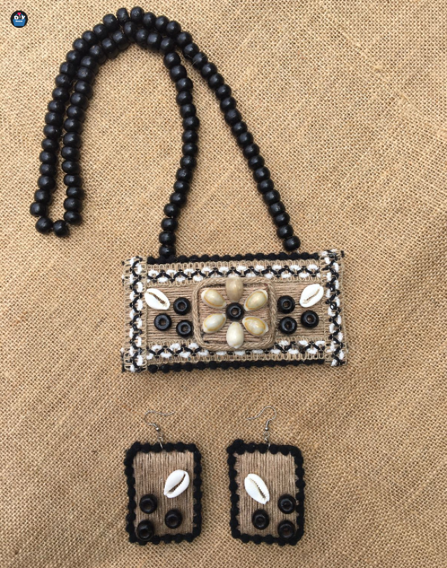 Jute with Kaudi Combine Necklace with Earrings set