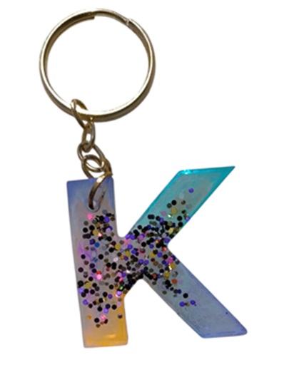 Klassy Letter 'K' Resin Keychain – Stylish & Personalized Gift!