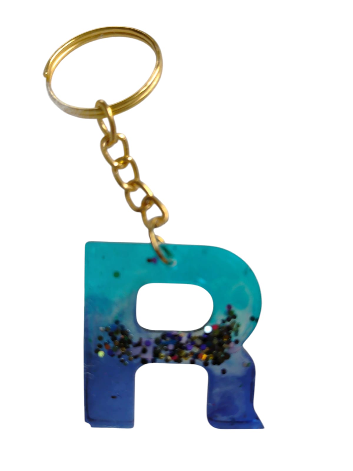 Letter "R" Resin Keychain