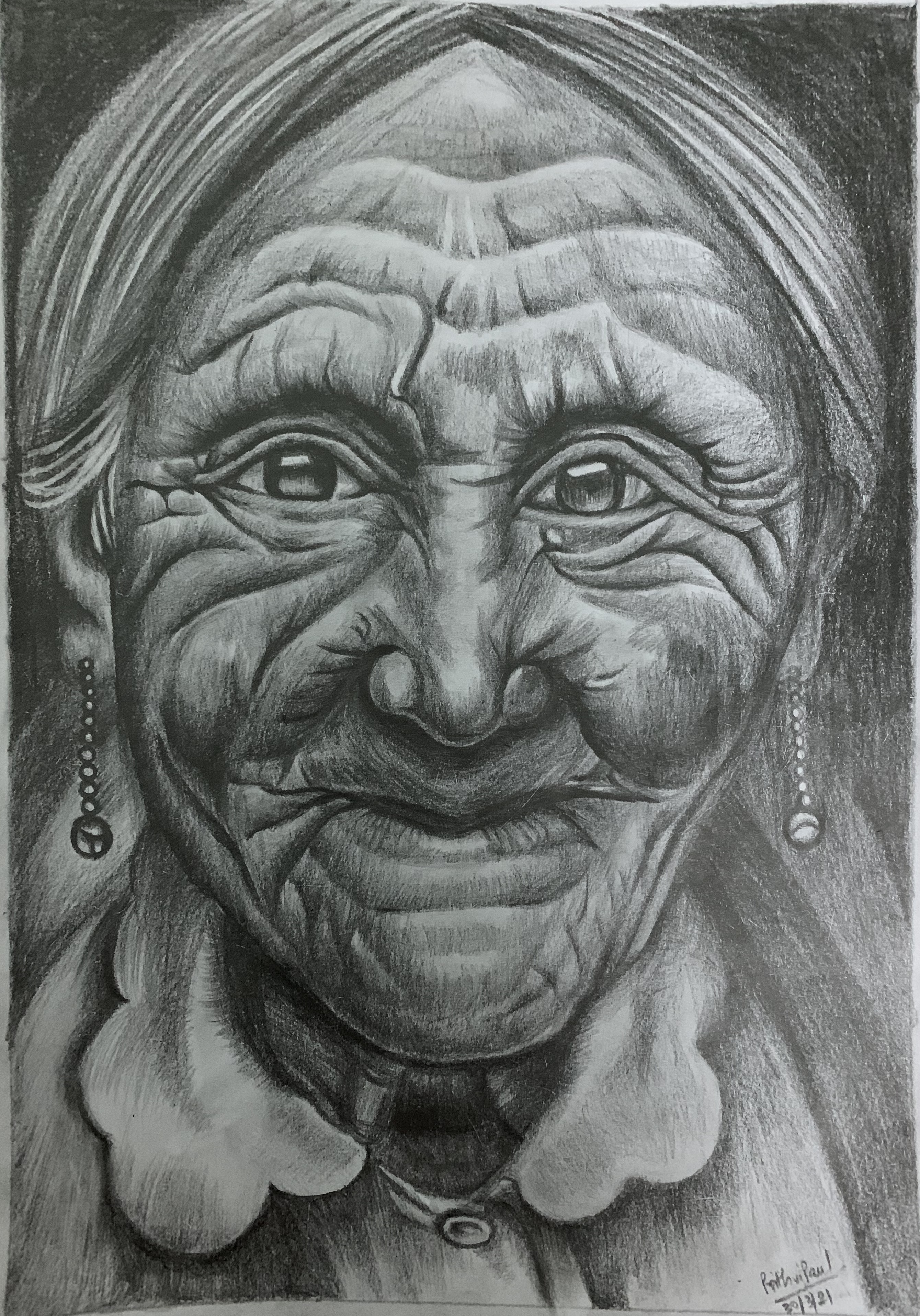 Old Lady Sketch- A3 Paper (Unframed)