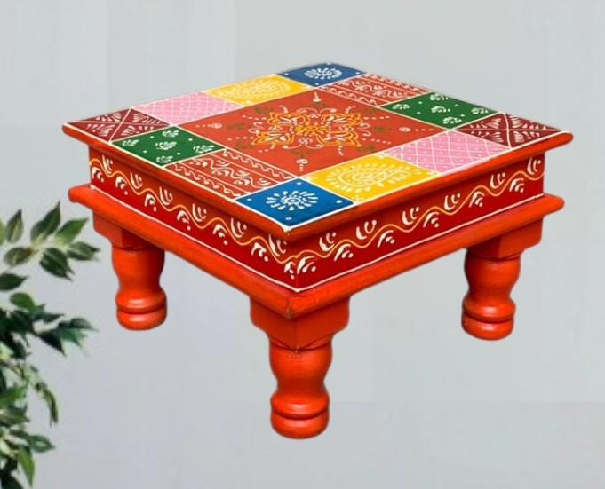 painted wooden chowki
