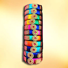 Pridetrend Silk thread bangles kundan bangles multi colour for multi use for women/girls (6 Pairs)