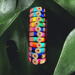 Pridetrend Silk thread bangles kundan bangles multi colour for multi use for women/girls (6 Pairs)