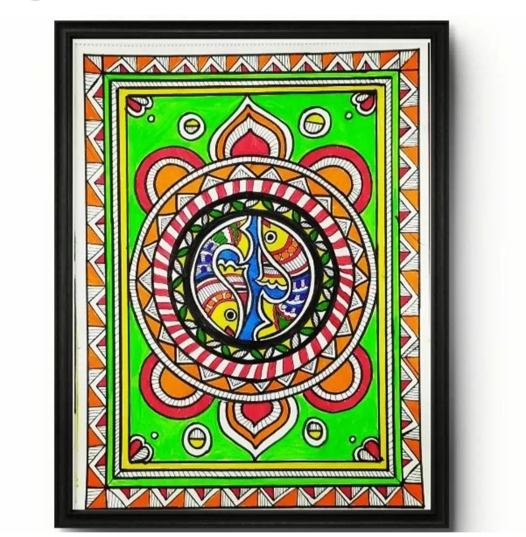 Twin fish madhubani art ...