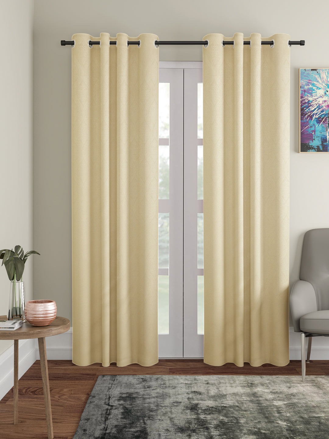Velvet Embossed Room Darkening Curtains - pack of 2