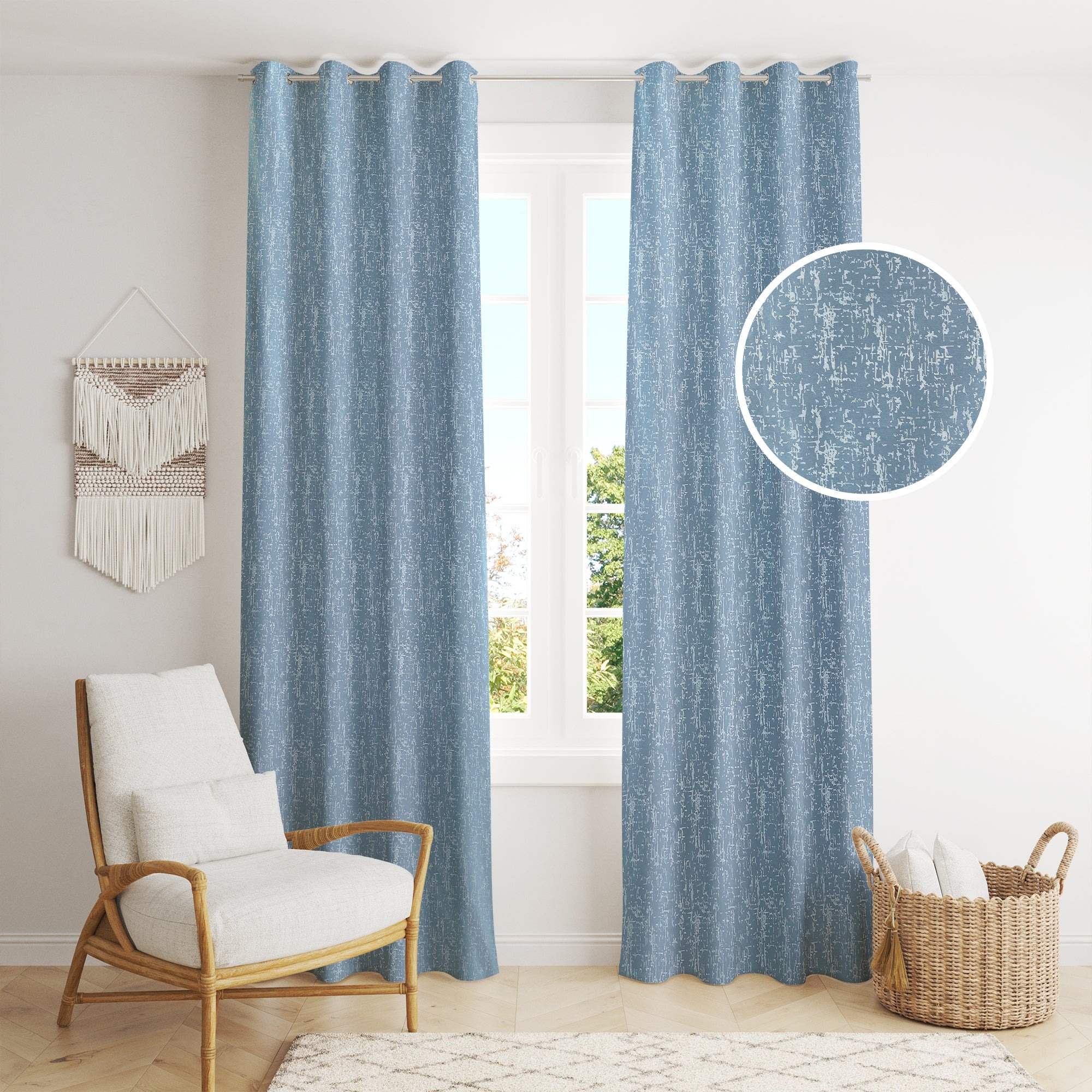 Zaroski Texture Print Room Darkening Curtains - pack of 2